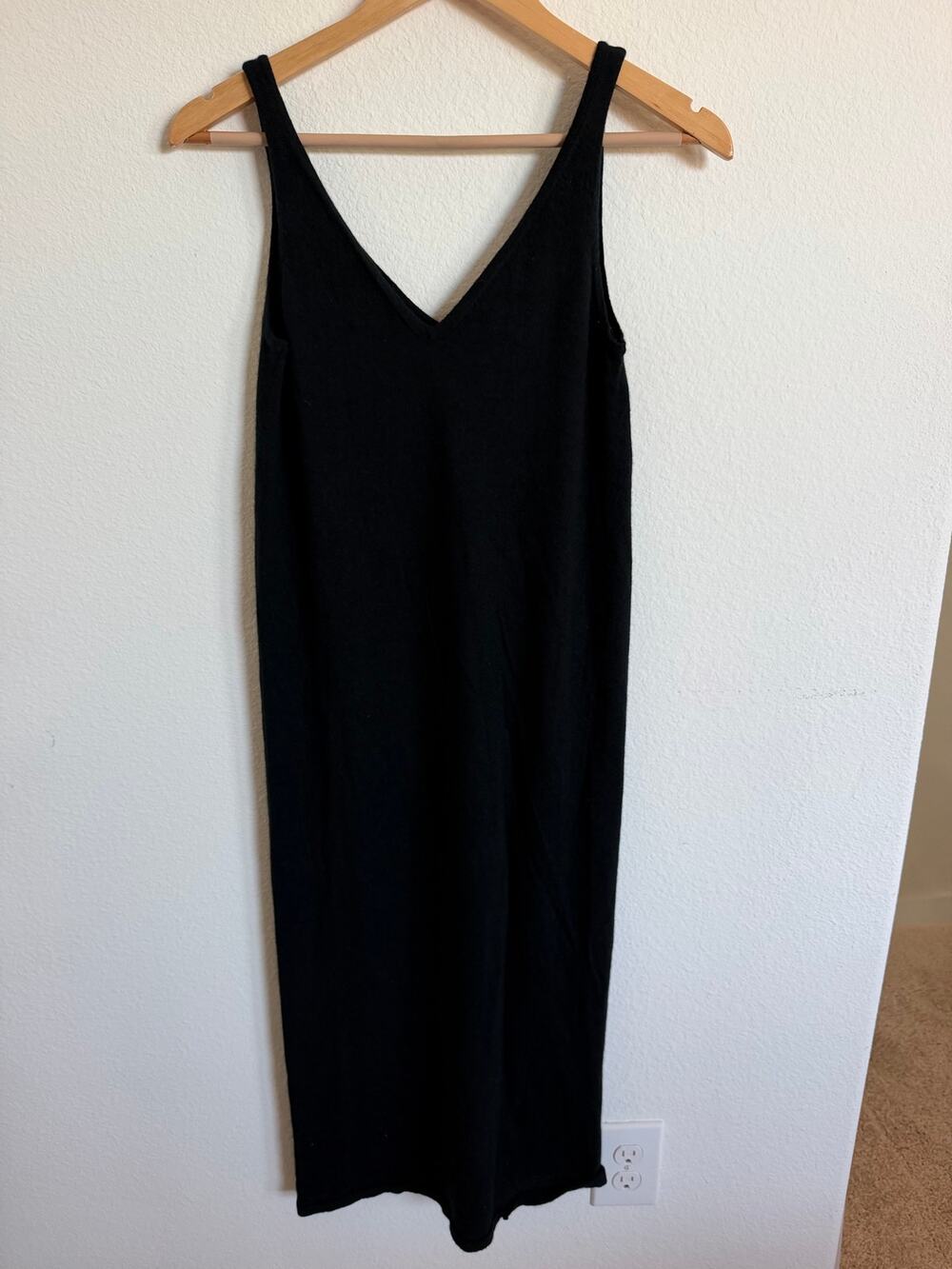 Naadam Super Fine Black Sleeveless Cashmere Long Sweater Dress Size XS Gothic